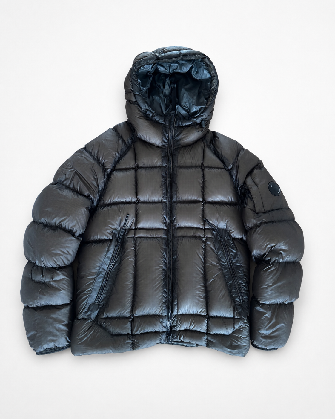 C.P. Company D.D. Shell Hooded Down Jacket — M, Khaki