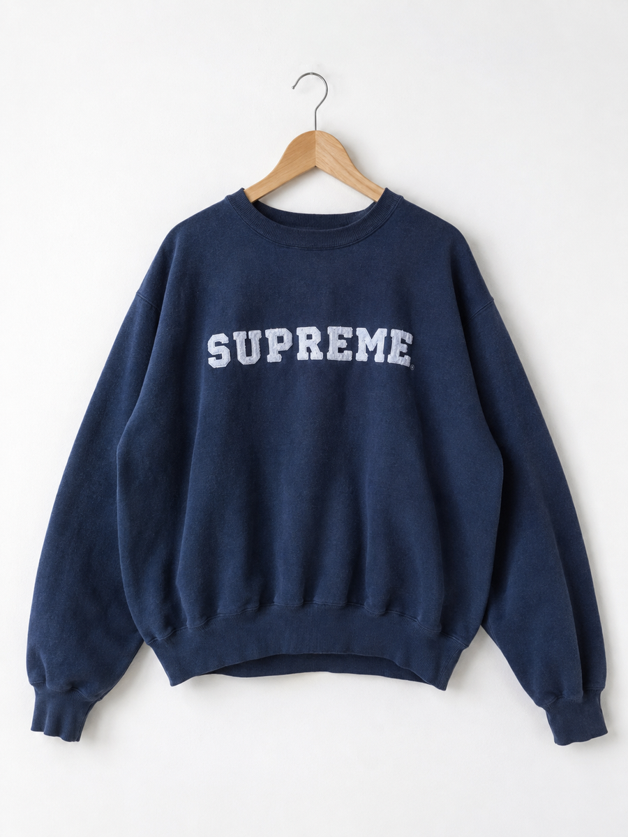 Vintage 1997 Champion x Supreme Crewneck — L, Mørkeblå