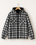 Supreme Lined Zip Up Hooded Flannel Shirt — L, Grå