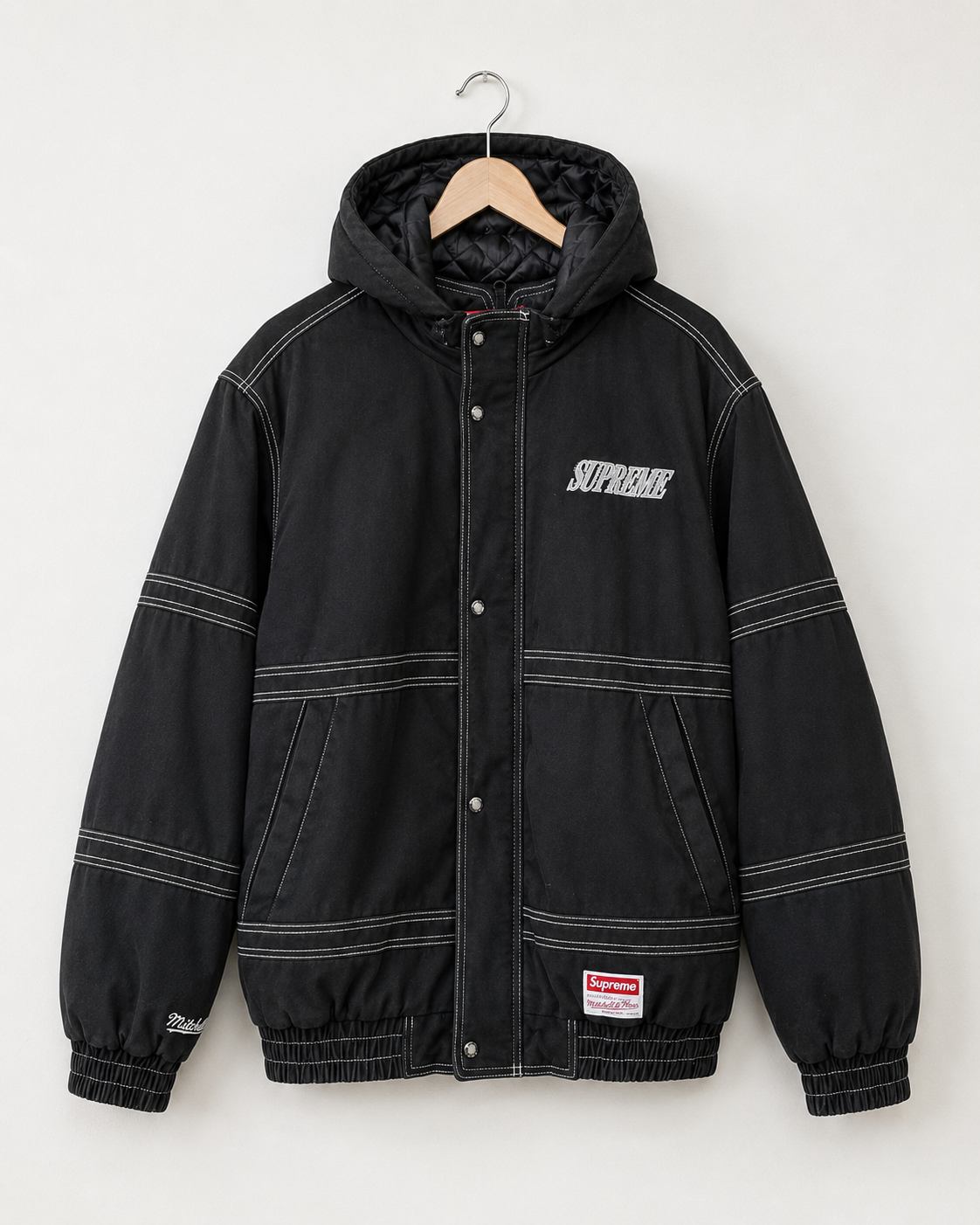 Supreme x Mitchell & Ness Twill Stadium Jacket — L, Sort