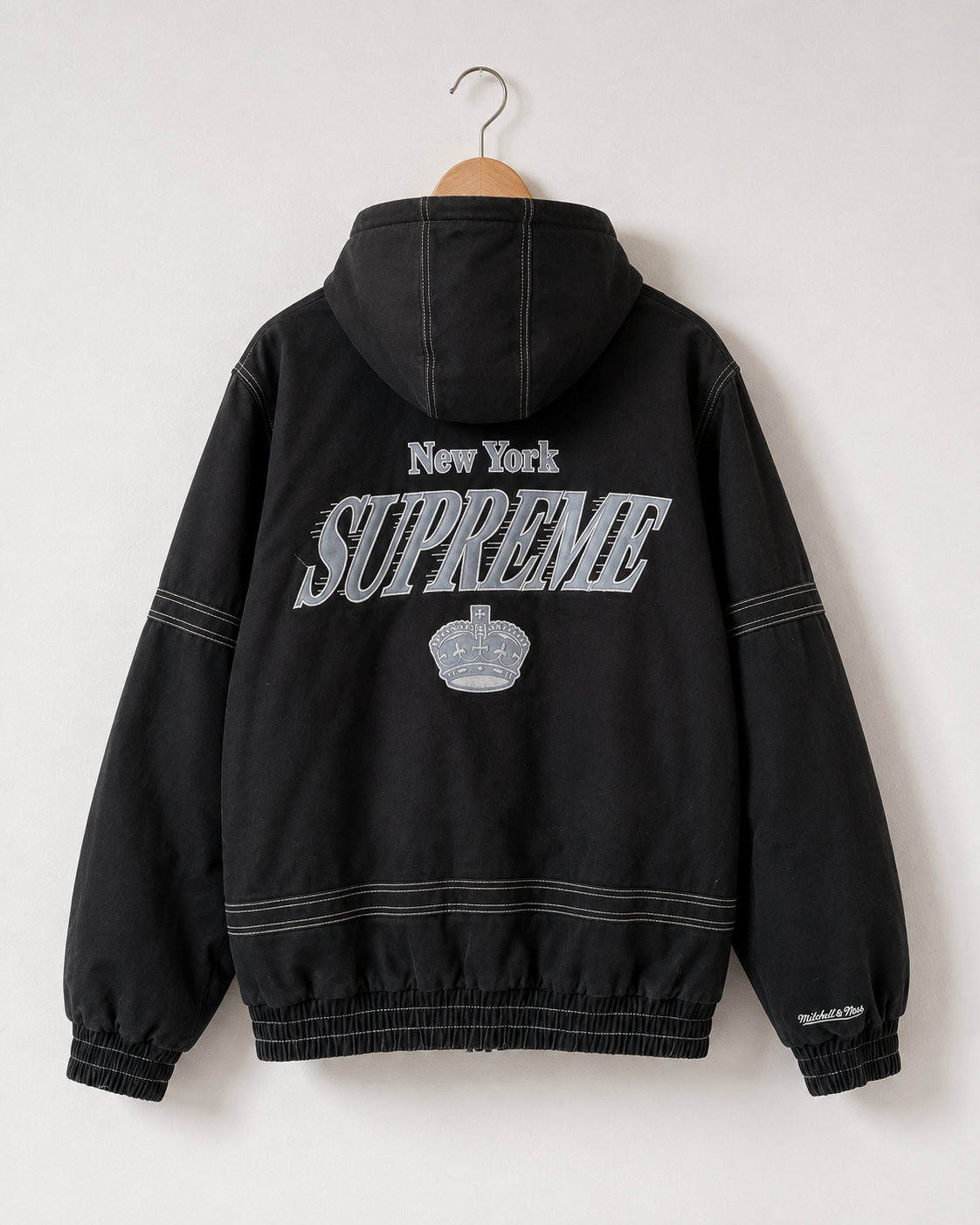 Supreme x Mitchell & Ness Twill Stadium Jacket — L, Sort