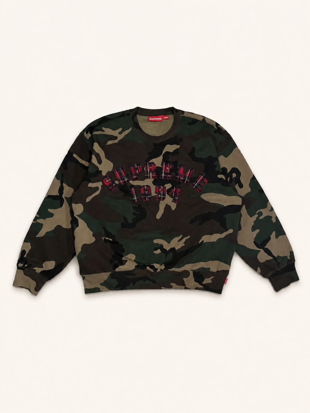 Supreme Plaid Arc Crewneck — M, Camo